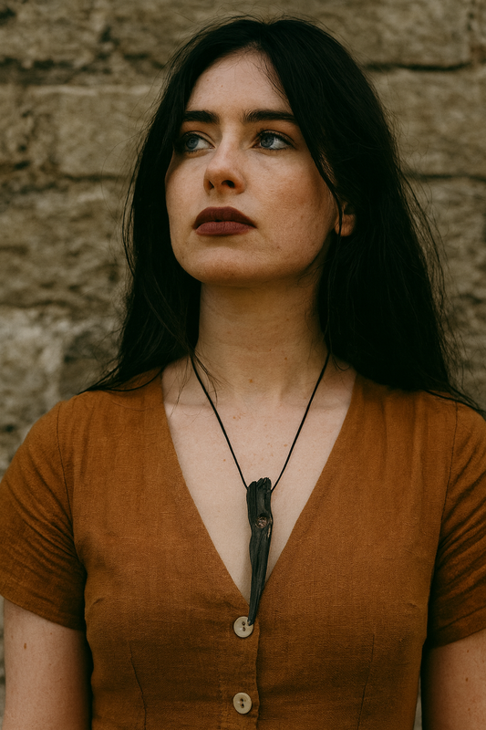 Misneach - Irish bog oak necklace with 23.75kt gold leaf