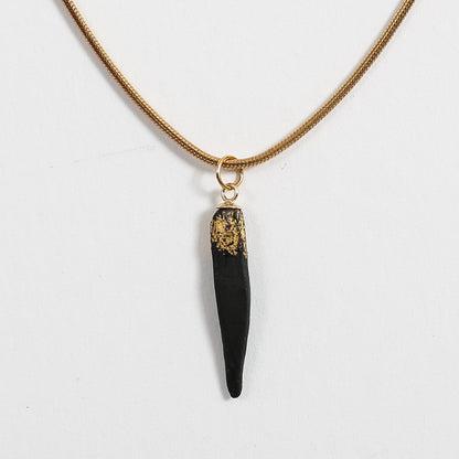 Fiacail Bheag - Irish bog oak necklace with 23.75ct gold leaf