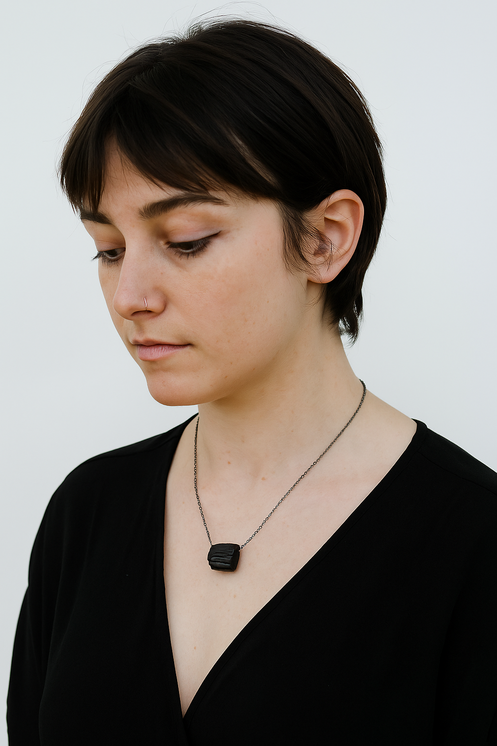 Garbh- Irish bog oak pendant with antique black trace chain