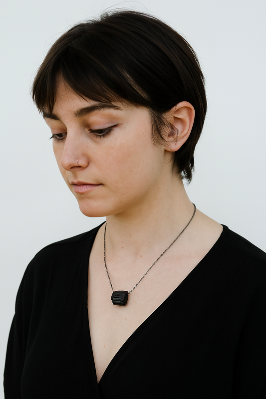 Garbh- Irish bog oak pendant with antique black trace chain