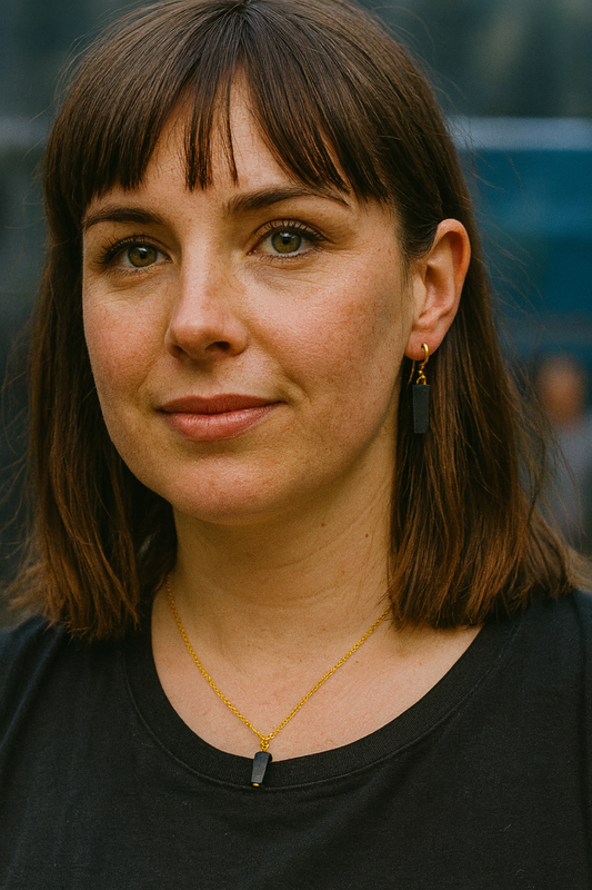 Meala - Irish bog oak necklace and earrings with 23.75kt gold leaf