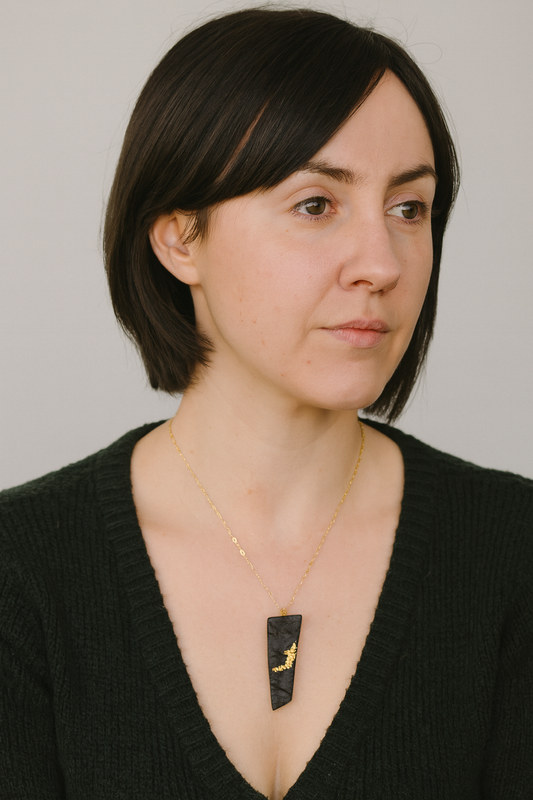 Droibhéalach - Irish bog oak necklace with 23.75kt gold leaf