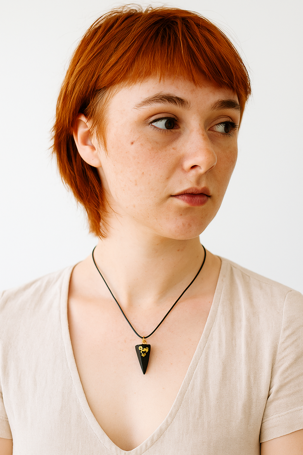 Étaín - Collier en chêne des marais irlandais avec feuille d'or 23,75 carats
