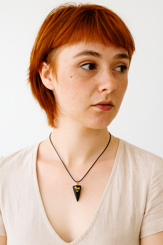 Étaín- Irish bog oak necklace with 23.75ct gold leaf