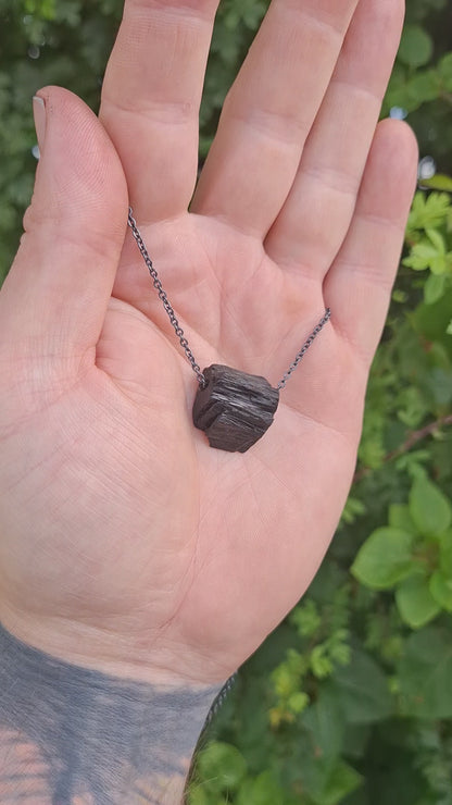Garbh- Irish bog oak pendant with antique black trace chain