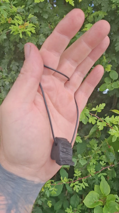 Portach  - Various Irish bog oak pendants with cord necklace