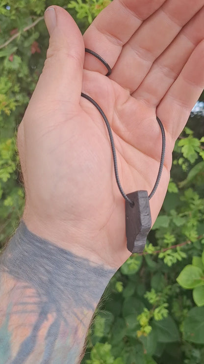 Portach  - Various Irish bog oak pendants with cord necklace
