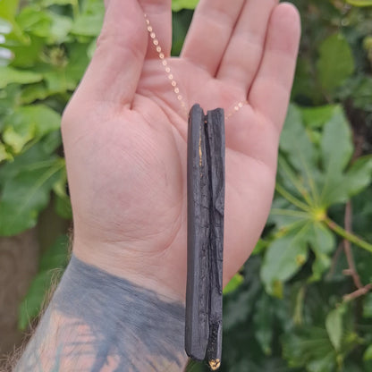 Taryn - Irish bog oak necklace with 23.75ct gold leaf