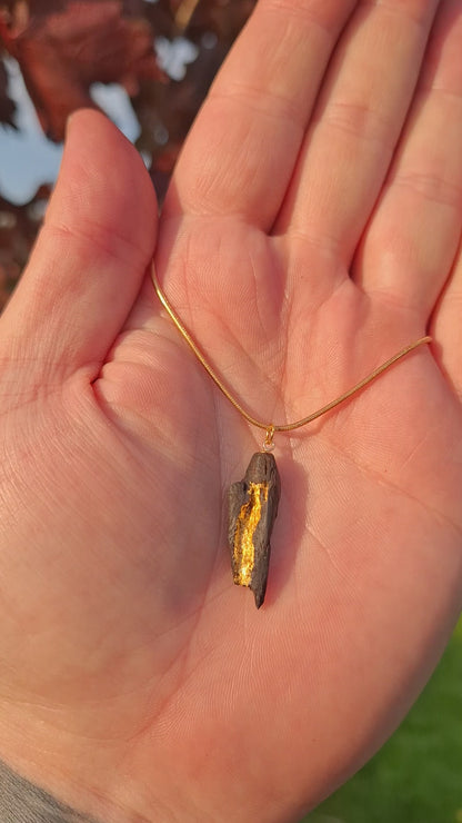 Sólás - Irish bog oak necklace with 23.75ct gold leaf