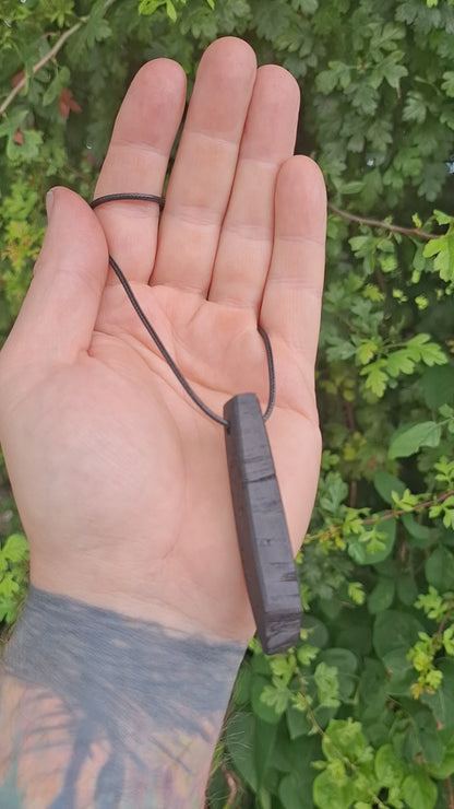 Portach  - Various Irish bog oak pendants with cord necklace