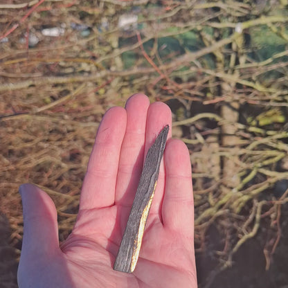 Séimh - Irish bog oak brooch with 23.75kt gold leaf