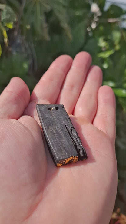 Nuada - Irish bog oak necklace with 23.75ct gold leaf