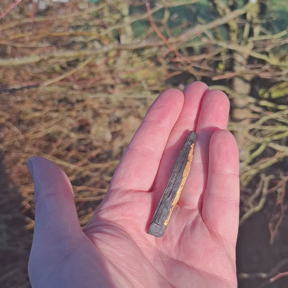 Mánla - Irish bog oak brooch with 23.75kt gold leaf