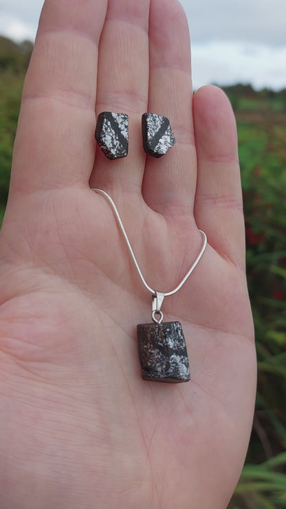 Caitlin - Irish bog oak necklace and earrings