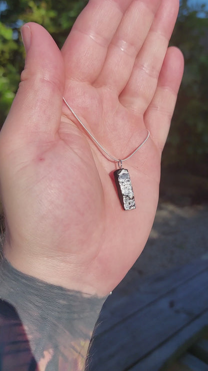 Muireann - Irish bog oak with fine silver leaf and sterling silver chain