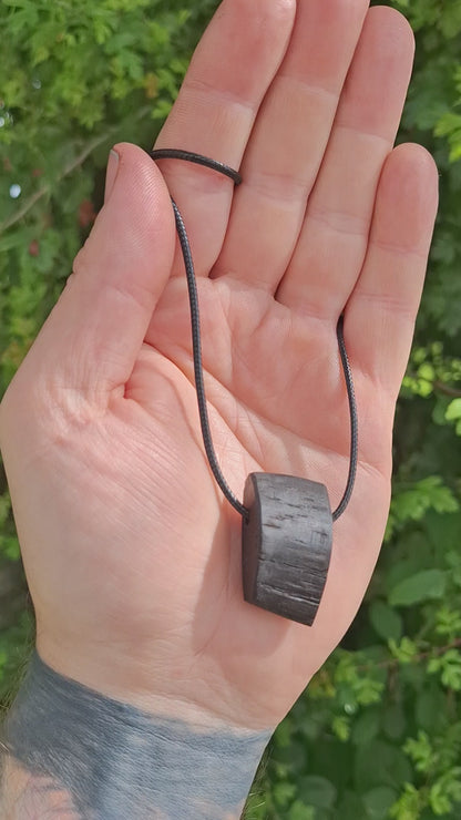 Portach  - Various Irish bog oak pendants with cord necklace