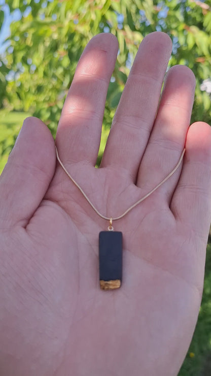 Alaina - Irish bog oak necklace with 23.75ct gold leaf