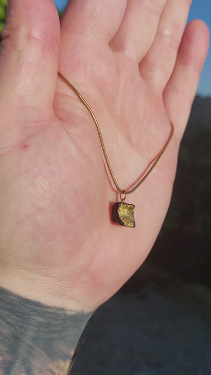 Aoibheann  - Irish bog oak necklace with 23.75ct gold leaf