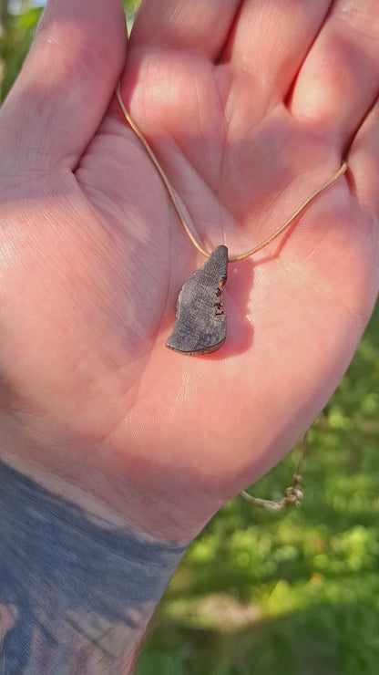 Sona - Irish bog oak necklace with 23.75ct gold leaf