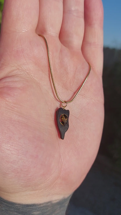 Rosaleen  - Irish bog oak necklace with 23.75ct gold leaf
