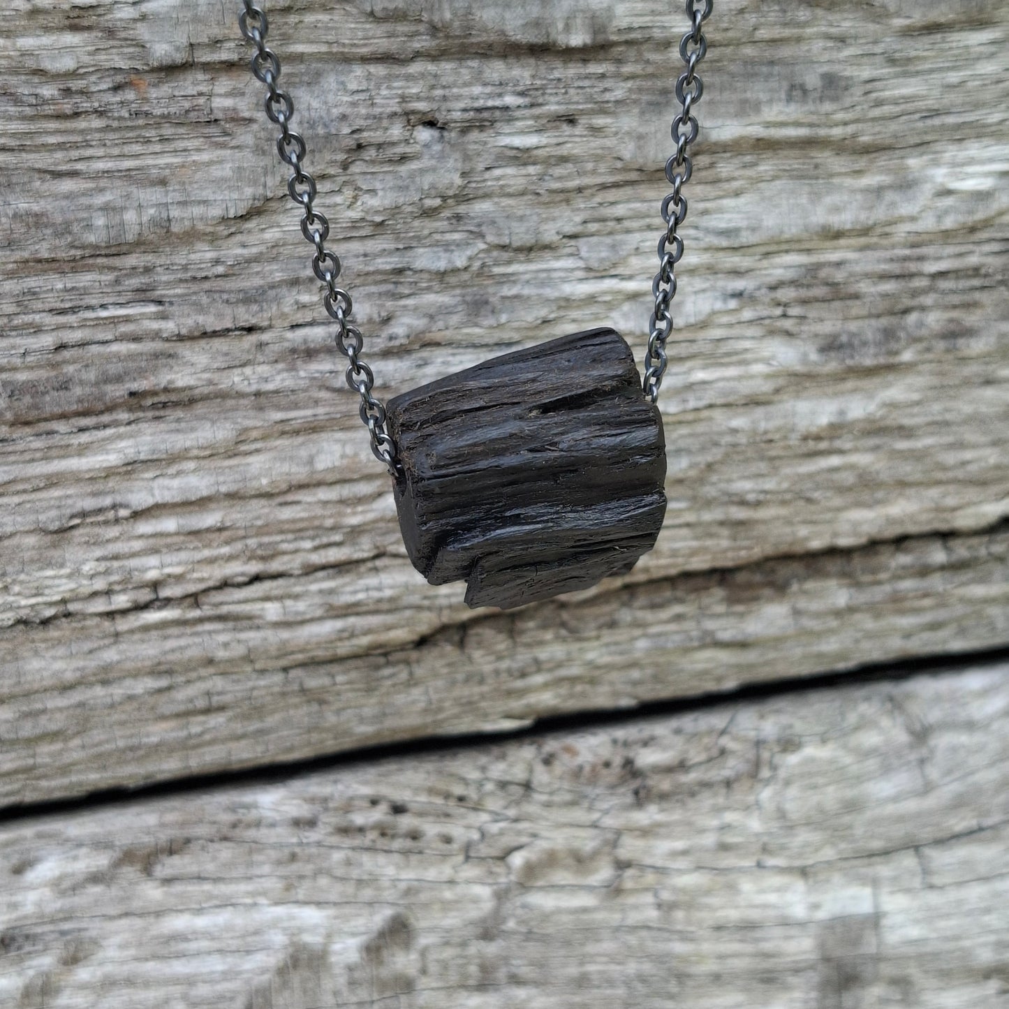 Garbh- Irish bog oak pendant with antique black trace chain