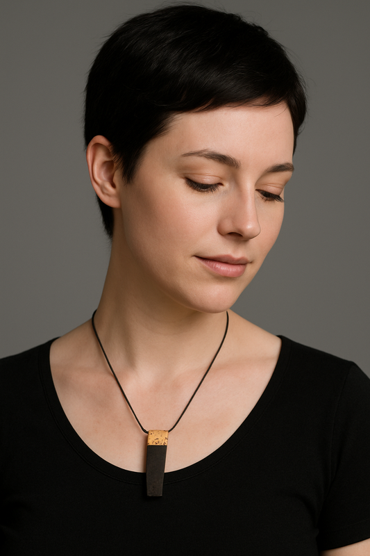 Órfhlaith - Irish bog oak necklace with 23.75ct gold leaf