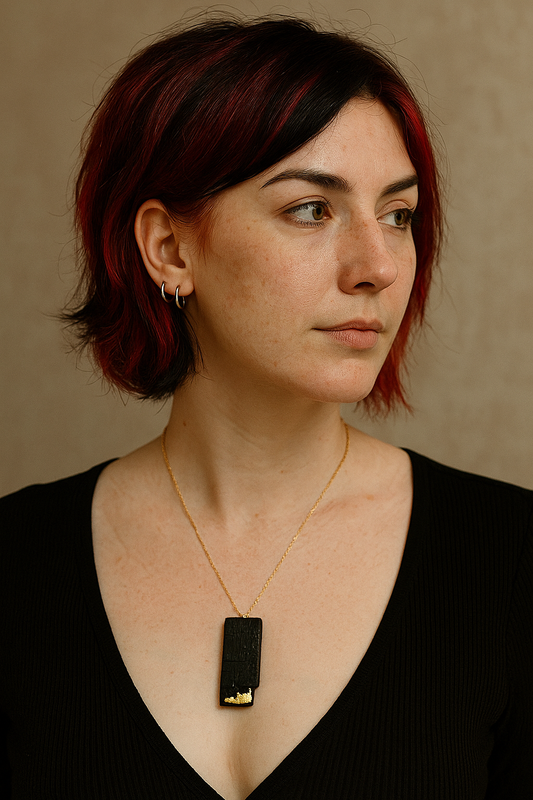 Uathúil - Irish bog oak necklace with 23.75ct gold leaf
