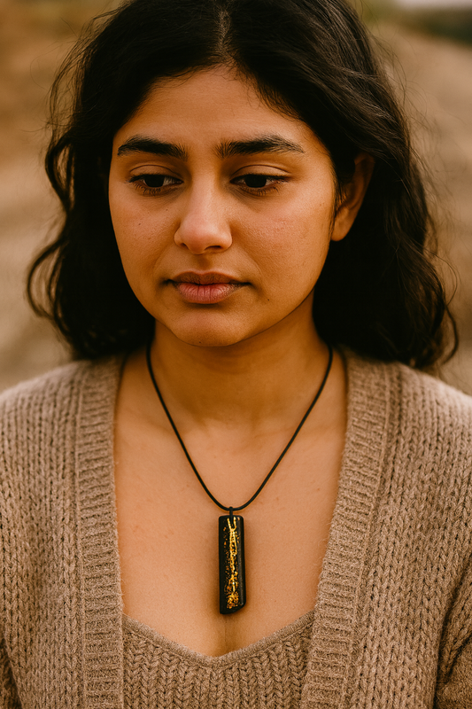 Tallula- Irish bog oak necklace with 23.75ct gold leaf