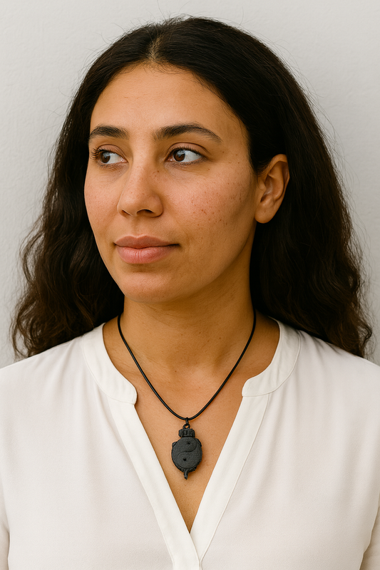 Irish bog oak pendant with Yin -Yang symbol